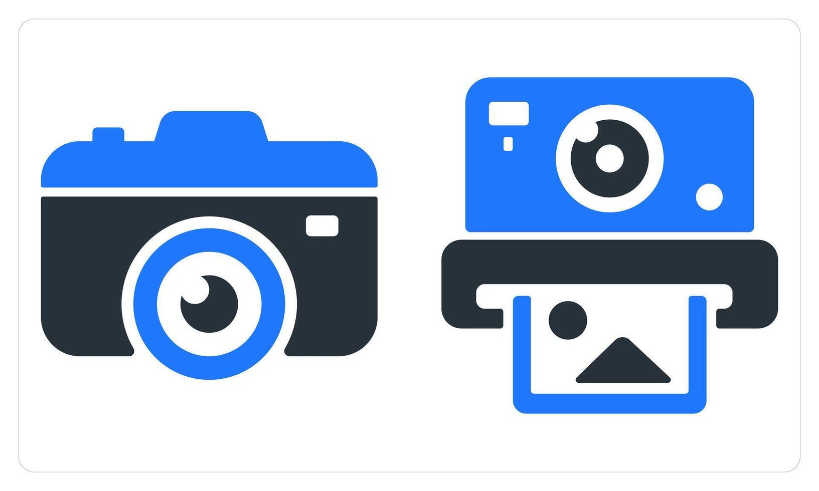 DSLR and Instant Camera in blue color vector