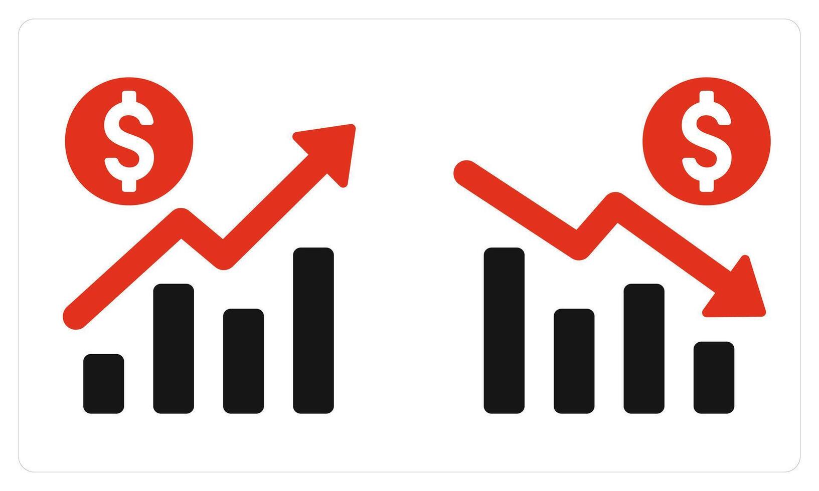 Increase Sales Decrease Sales in red color vector