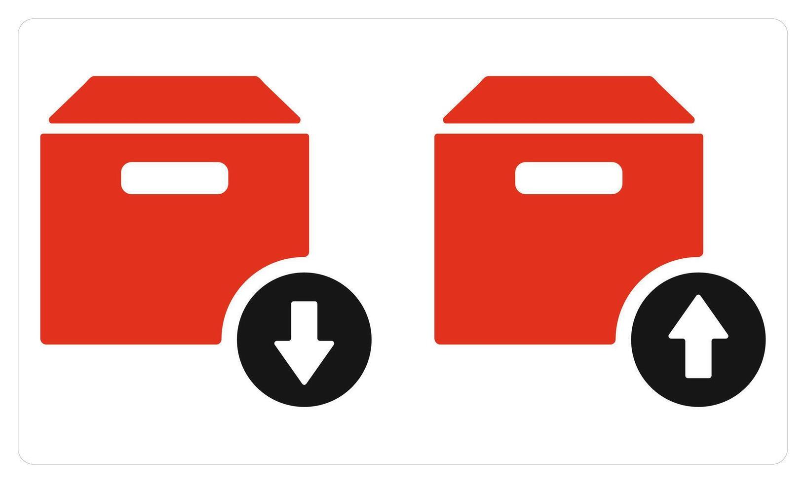 Upload Box Download Box in red color vector
