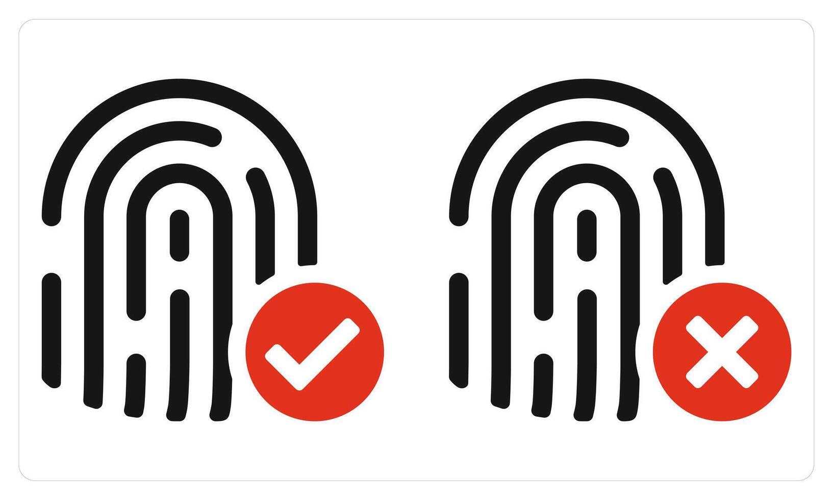 Fimgerprint Match Fingerprint Mismatch in red color vector