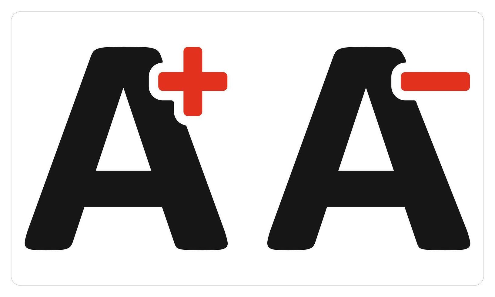 Text Size Increase Text Size Decrease in red color vector