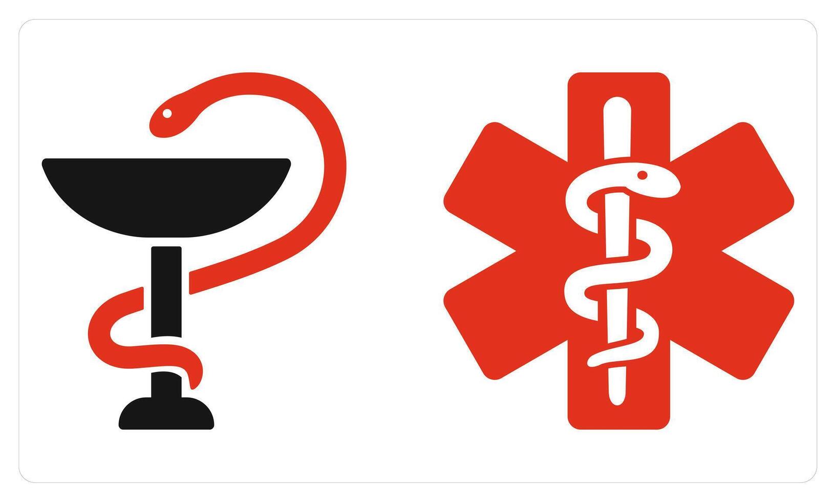 Asclepious and Caduceus in red color vector