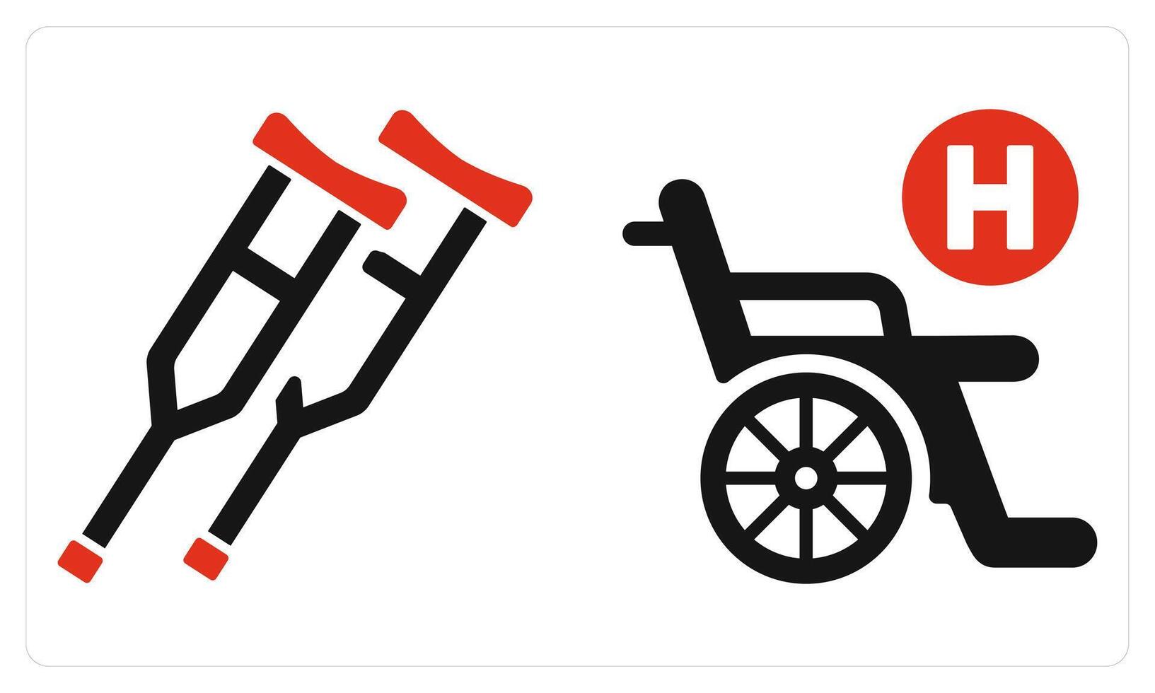 Crutches and Wheel Chair in red color vector