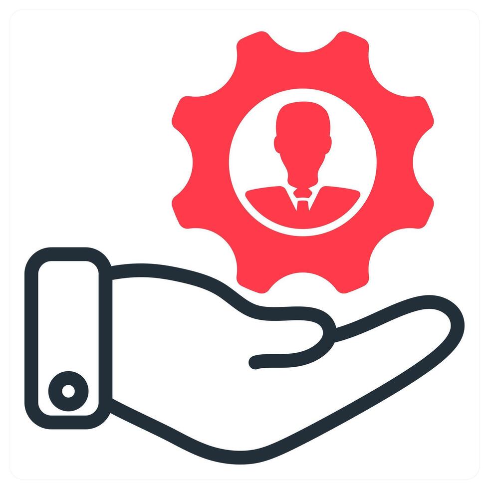 human resource management icon in red color vector