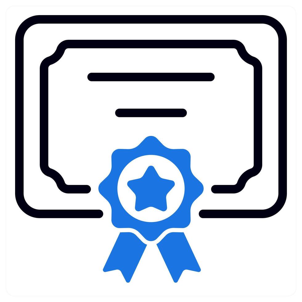 certificate icon in blue color vector
