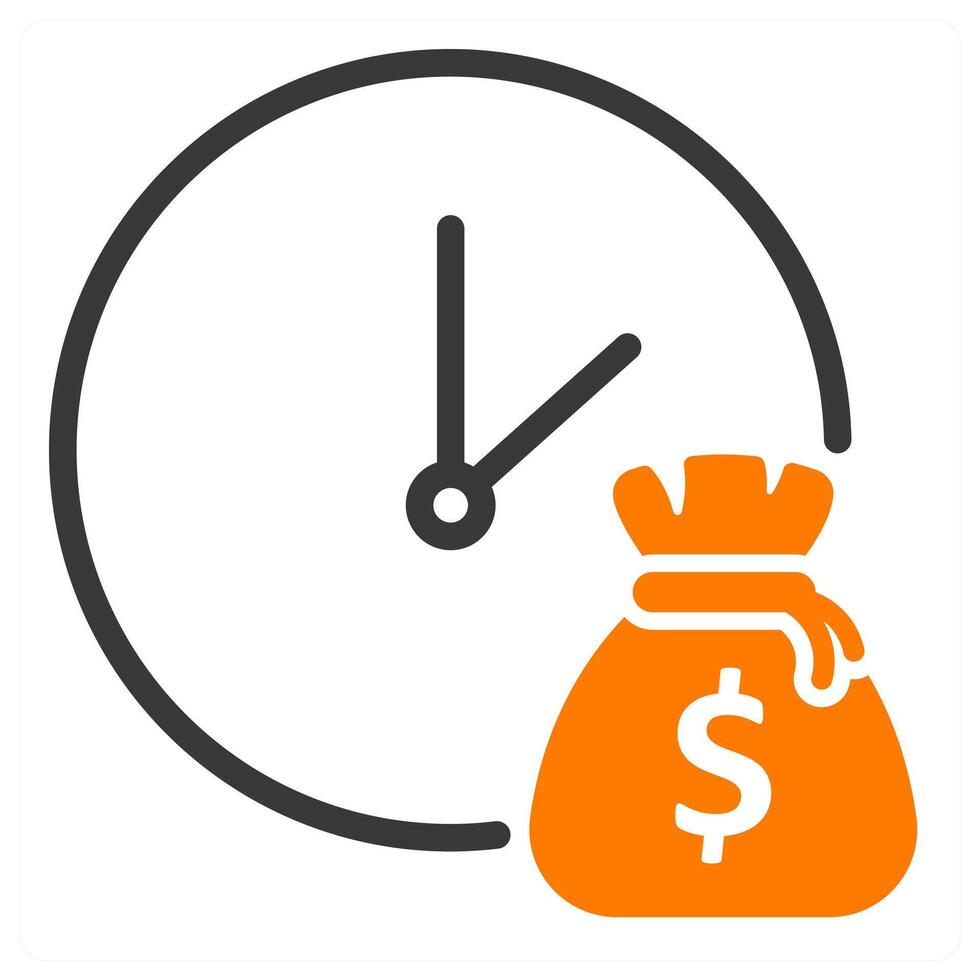 time is money icon in orange color vector