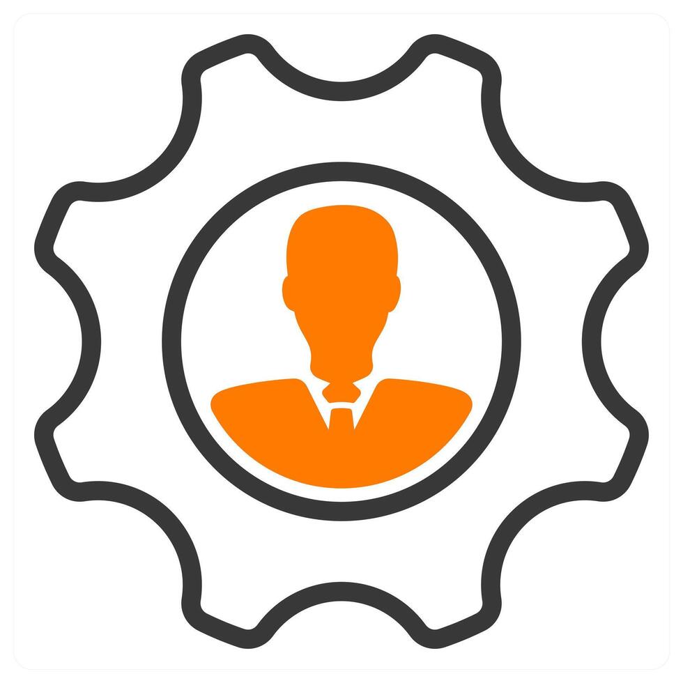 employee management icon in orange color vector