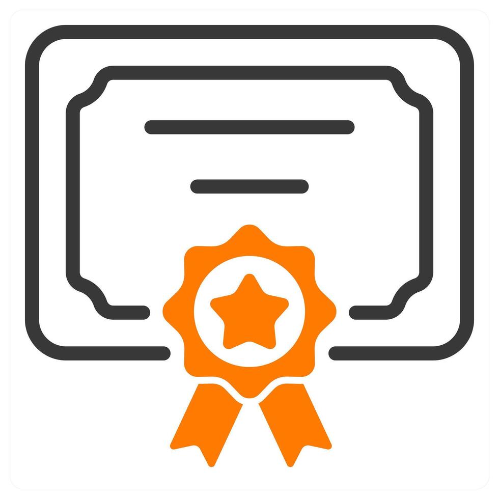 certificate icon in orange color vector