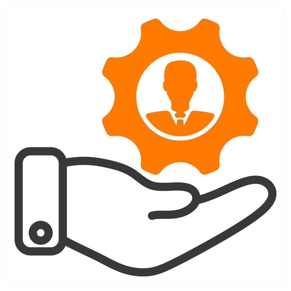 human resource management icon in orange color vector