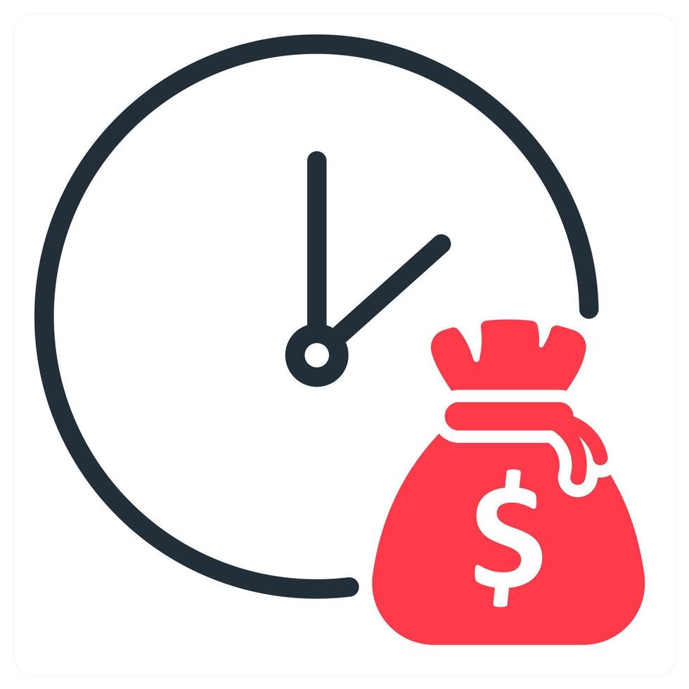 time is money icon in red color vector