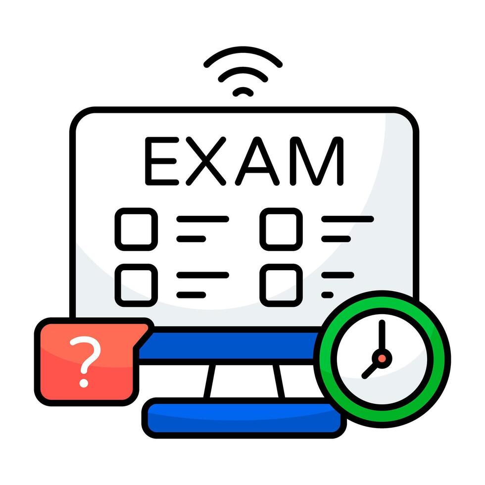 A colored design icon online exam vector