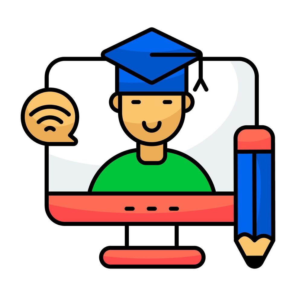 Creative design icon of online student vector