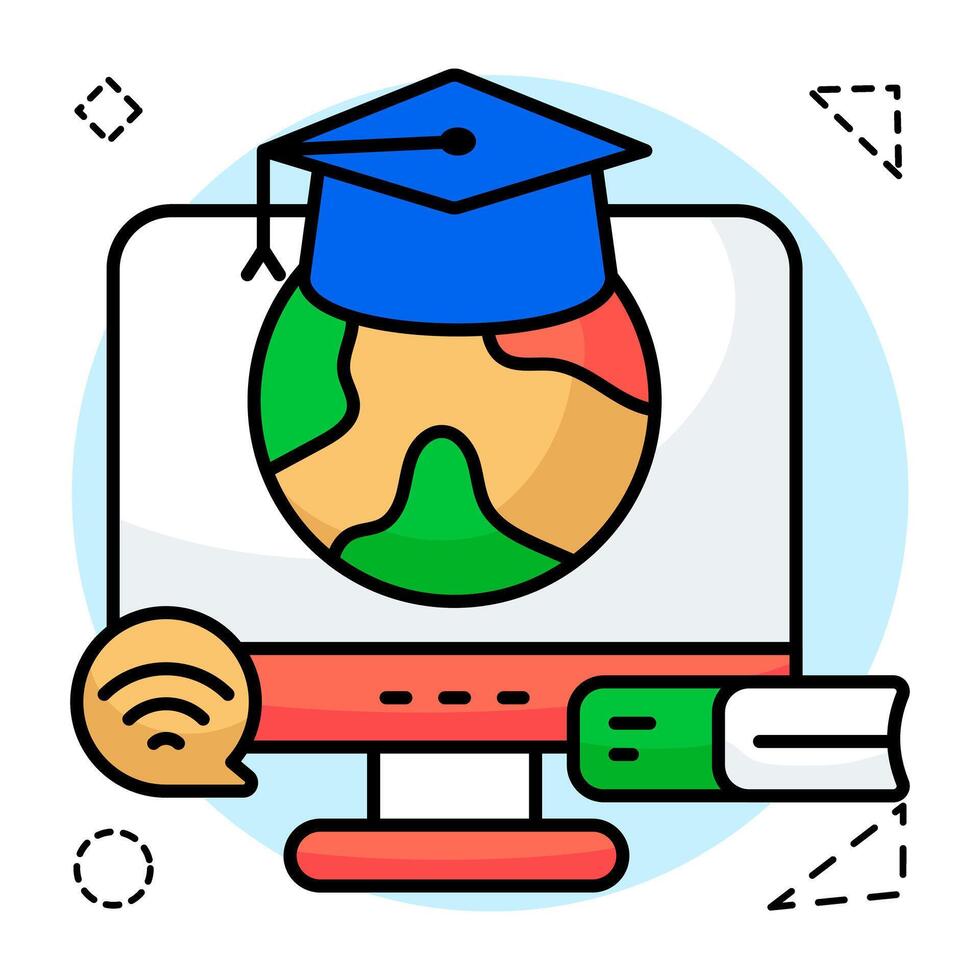 Creative design of online global education vector