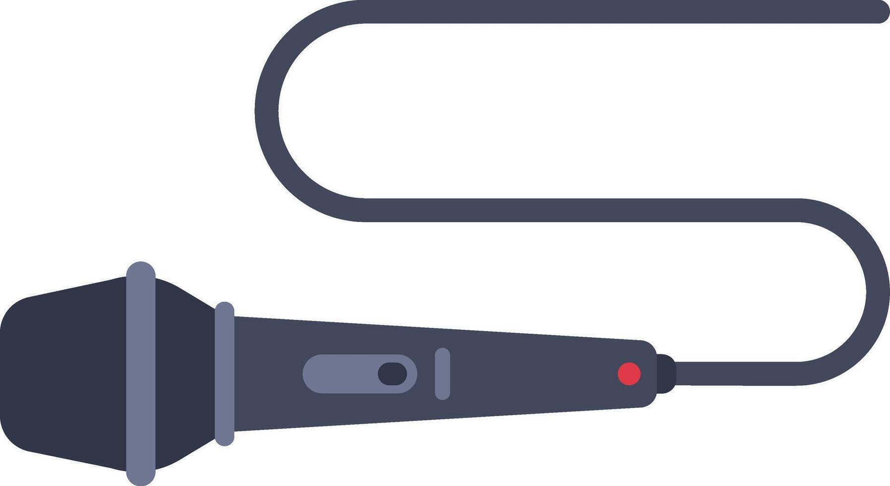 Microphone with cable forming an s shape on white background, ideal for musical or vocal projects, journalism, podcasting, broadcasting and communication vector