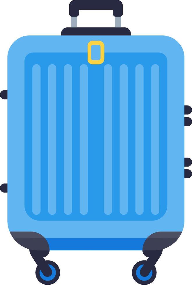 Light blue rolling suitcase featuring a dark handle and wheels, designed for traveling and business trips, isolated against a clean white background for a modern, stylish look vector