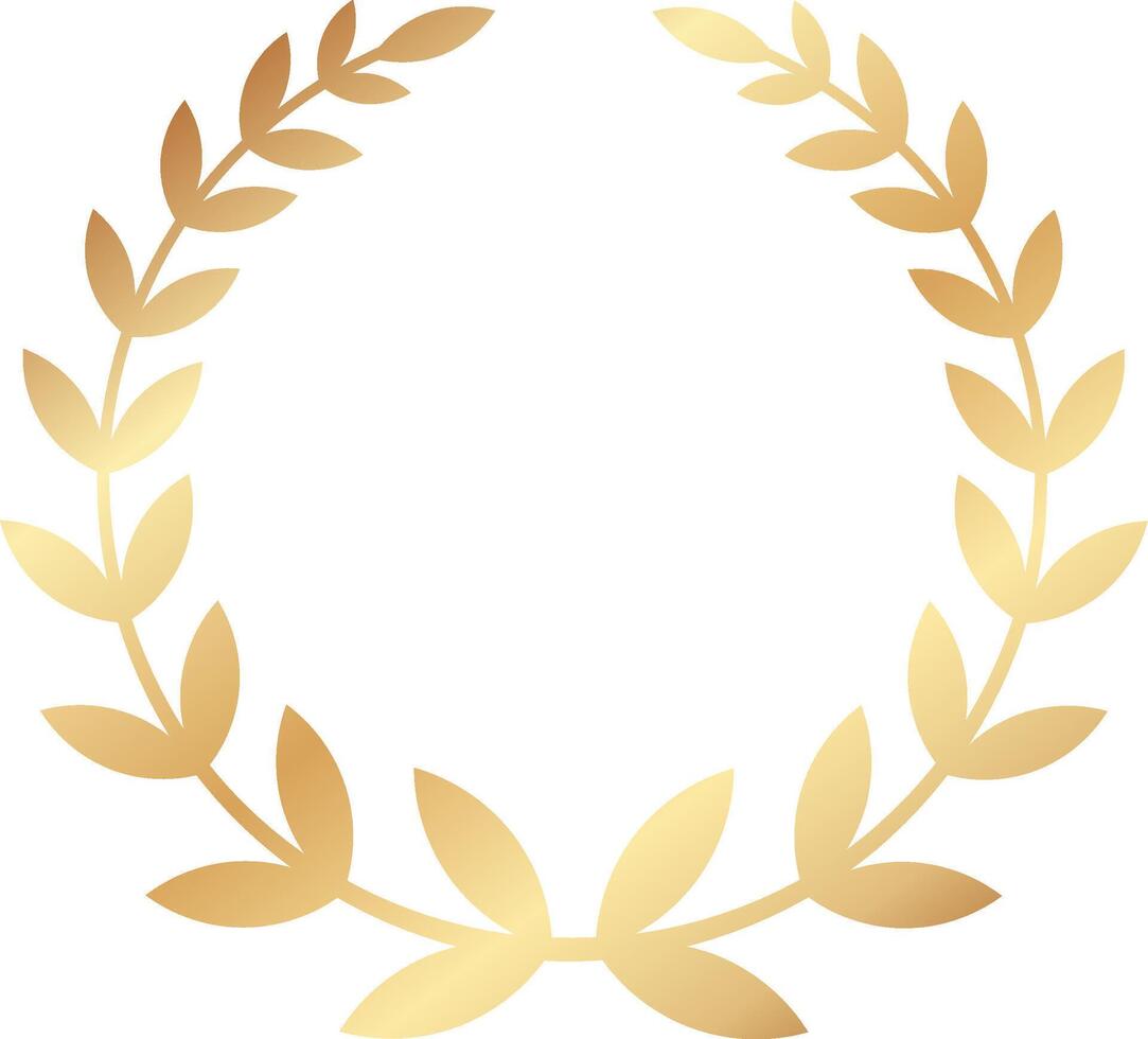 Circular golden laurel wreath, a symbol of victory, achievement, and honor, perfect for awards, celebrations, and recognition of excellence vector
