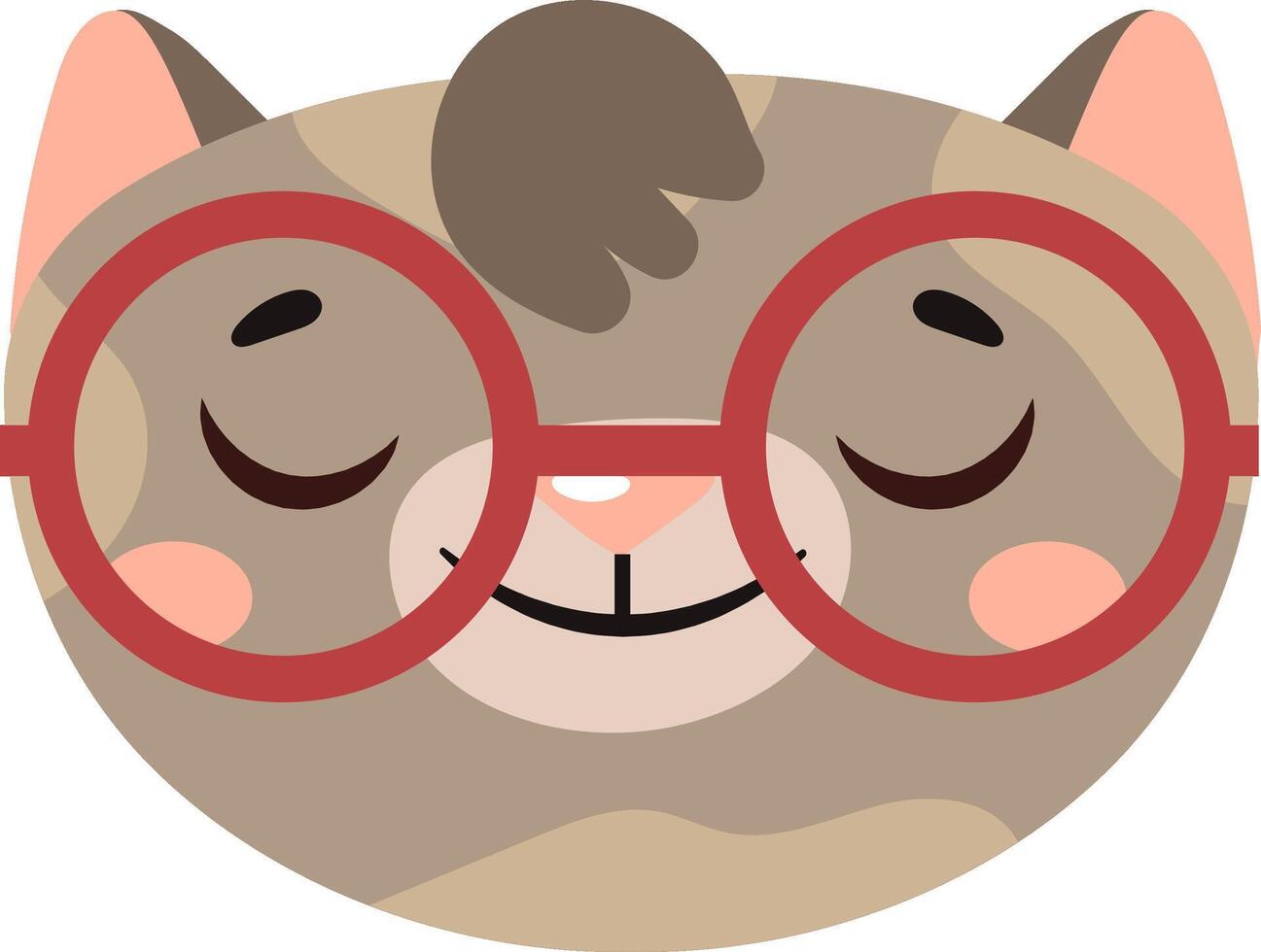 Smiling and winking cat wearing red glasses, adding charm and whimsy to children's book illustrations, greeting cards, and various creative projects vector