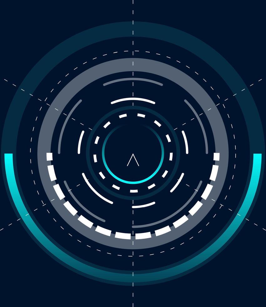 Circular loading bar spinning and showing progress, with futuristic design and glowing blue and gray colors on a dark background, perfect for technology and innovation concepts vector