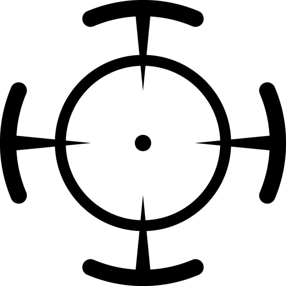 Simple black and white target symbol representing precision and focus, ideal for shooting sports, hunting, or any application requiring accurate aiming vector