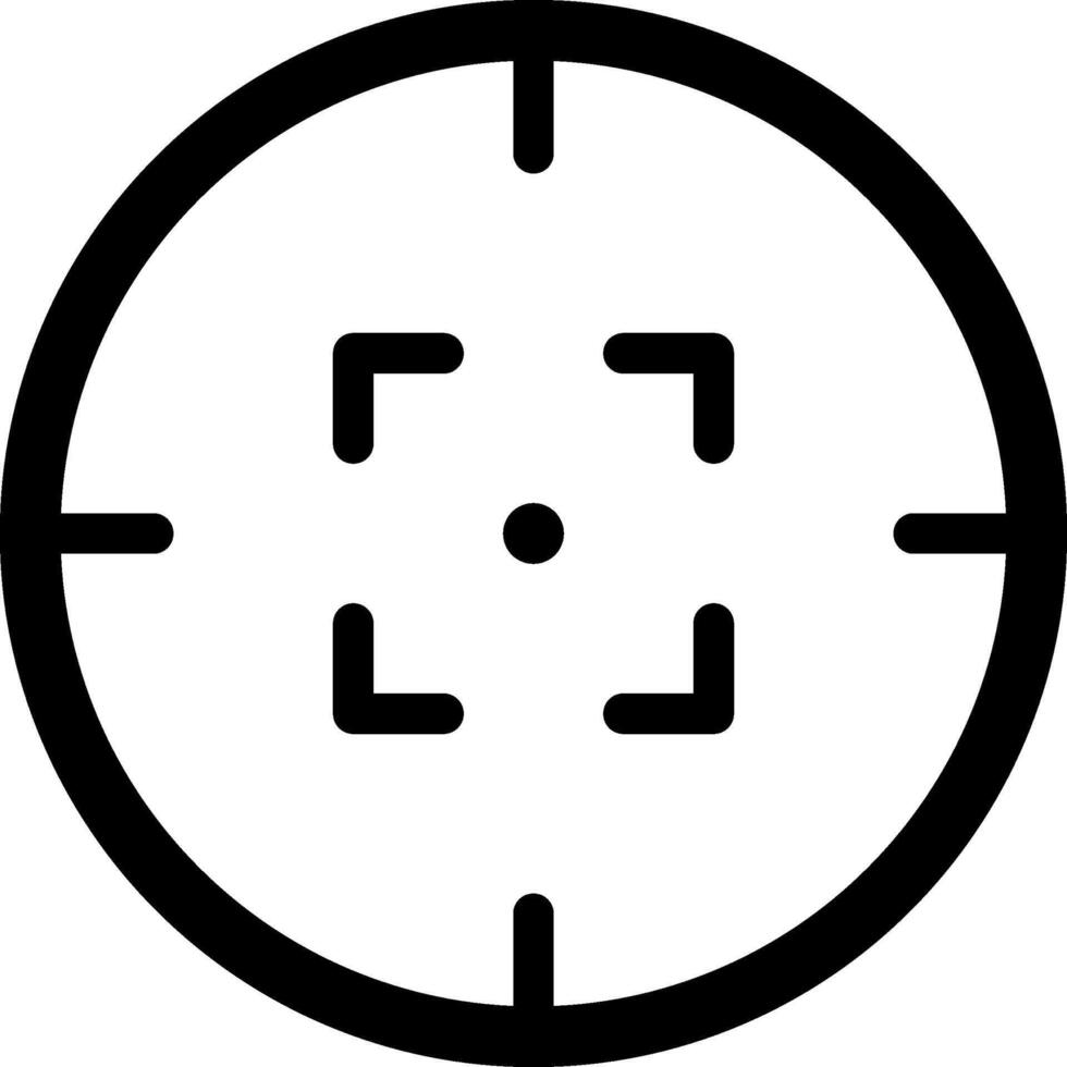 Target focus symbol is aiming precisely at the center point with crosshairs and circle, representing accuracy, precision, and goal achievement vector