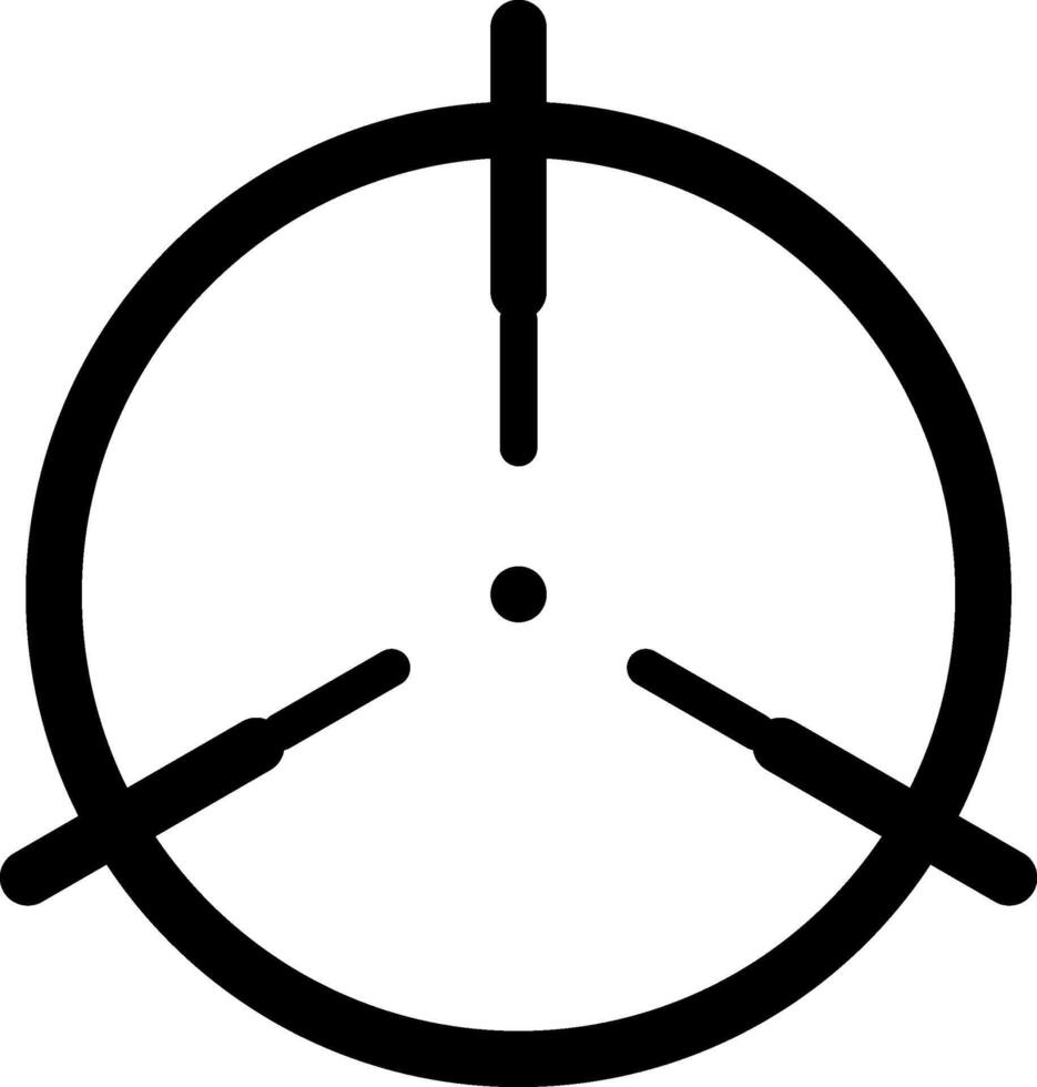 Black and white target icon symbolizing aiming, focus, and military precision, representing accuracy and goal achievement through a simple, minimalistic design vector