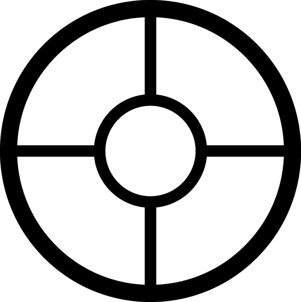 Minimalist black and white geometric design featuring a circle divided into four quadrants by perpendicular lines, creating a balanced and symmetrical composition vector