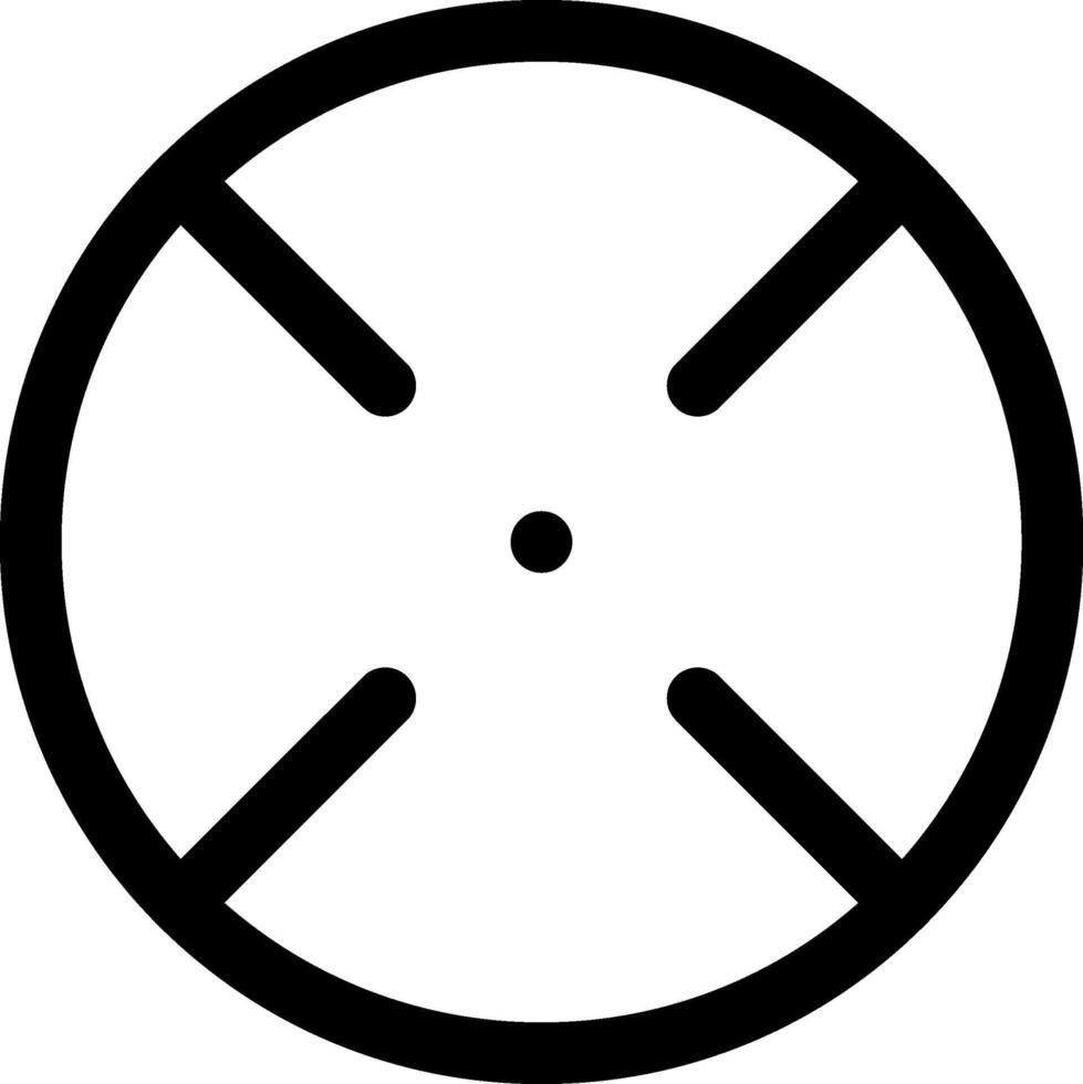 Minimalist black crosshair formed by four thick lines inside a circle, representing targeting, precision, focus, and accuracy, suitable for various applications vector
