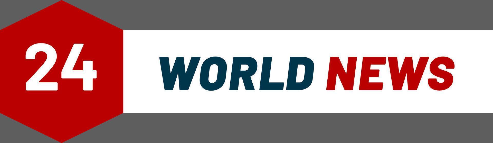 World news logo features number 24 symbolizing continuous broadcasting, providing up to date information and global coverage around the clock vector