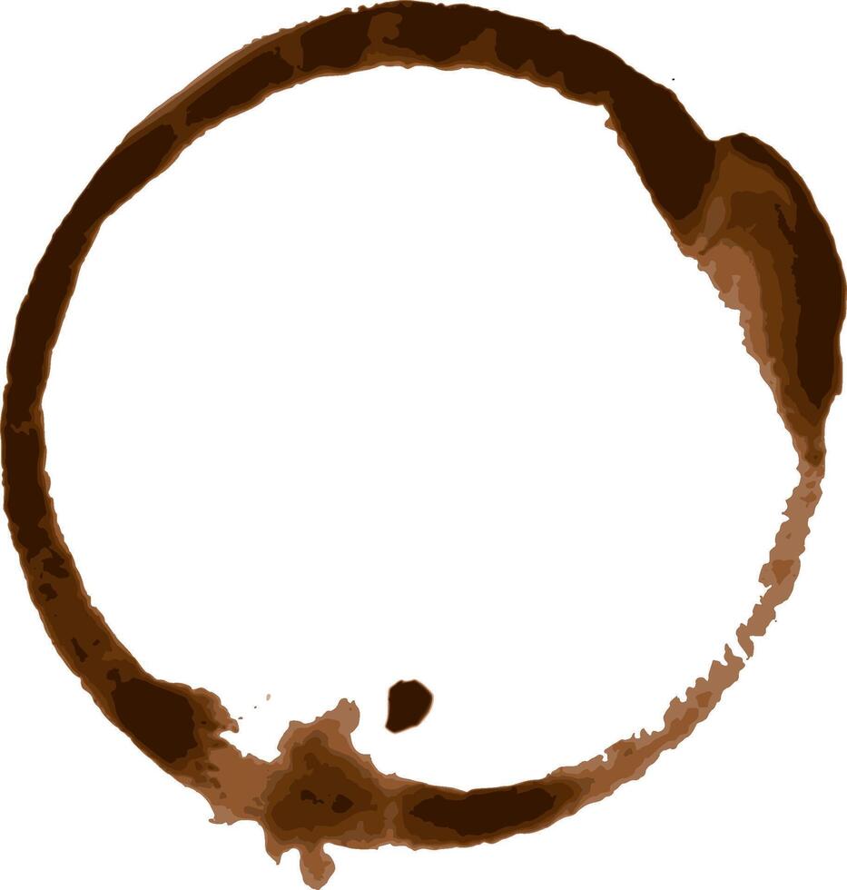 Coffee cup stain creating a perfect circular mark on a clean white background, representing a moment of pause, a break, or the conclusion of a delightful hot beverage experience vector