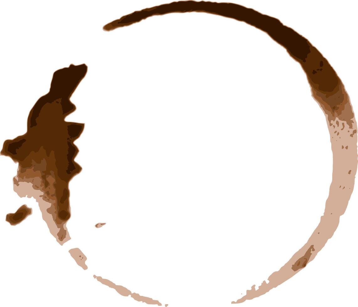 Coffee cup stain ring forming a circle on white background, perfect for representing the concept of coffee break, breakfast, or morning routine vector
