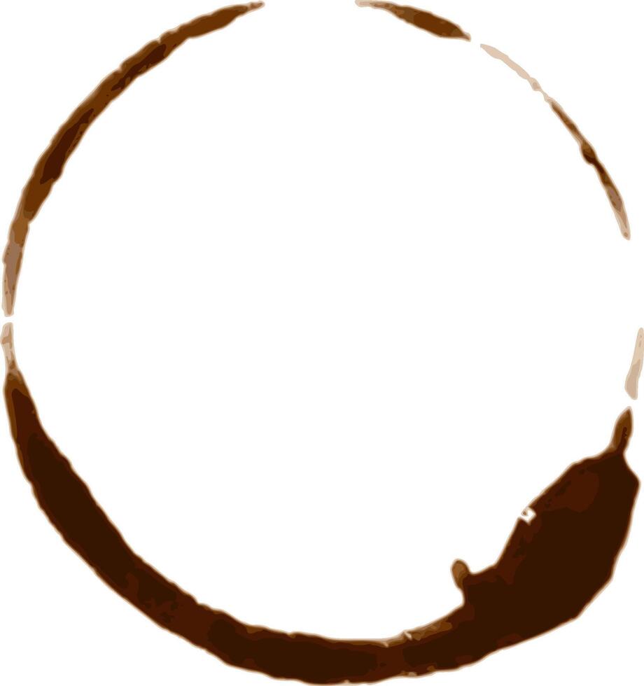 Brown coffee cup stain ring forming a perfect circle on white background, ideal for representing concepts related to coffee breaks, breakfast, addiction, or simply enjoying a hot beverage vector