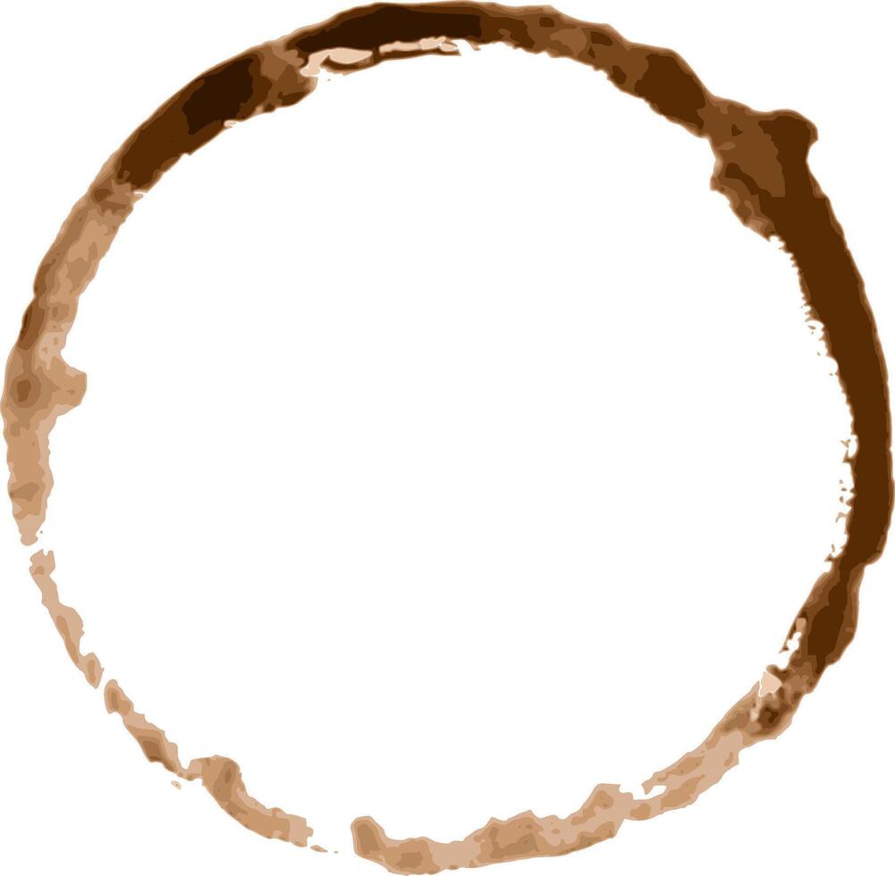 Coffee cup stain ring forming a perfect circle on a white background, ideal for concepts related to coffee breaks, breakfast, or morning routines vector