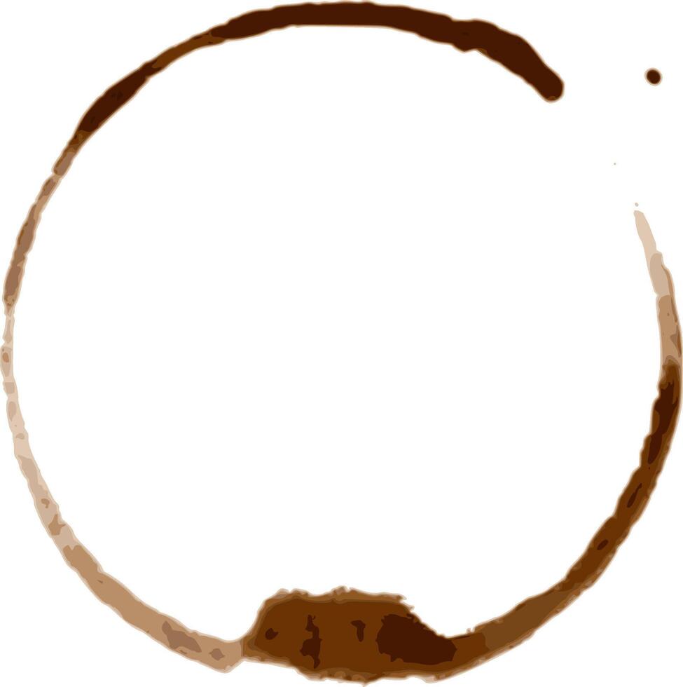 Isolated brown coffee cup stain creating a ring mark on a white background, capturing the essence of a messy breakfast or a hectic morning routine. Perfect for conveying daily life vector