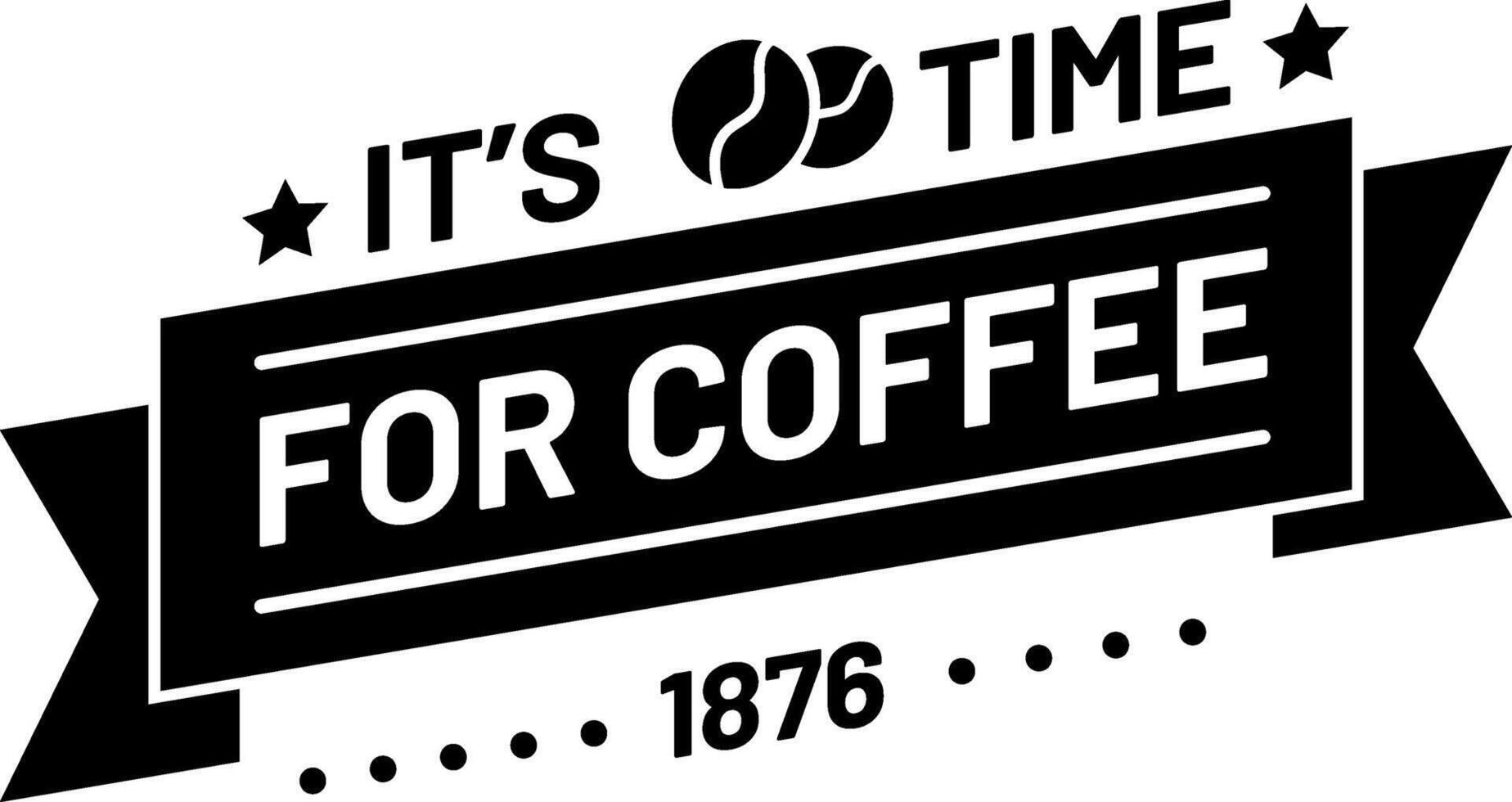 Black ribbon banner featuring coffee beans and an established date, evoking a vintage charm that highlights the joy of coffee break time in cafes and restaurants vector