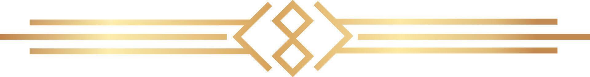Golden geometric ornament forming an elegant decorative frame with three horizontal lines and a central rhombus shape, perfect for luxury and premium projects vector
