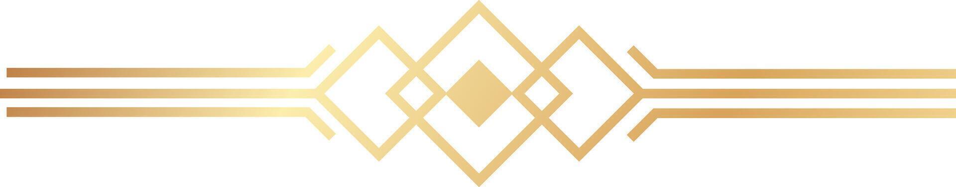 Geometric divider made of golden rhombus shapes and parallel lines creating a modern and elegant design, suitable for various decorative purposes vector