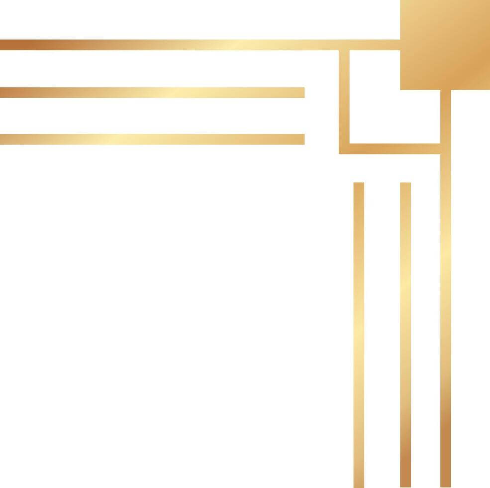 Golden lines and square forming a corner on a white background, creating an elegant and minimalist design suitable for various decorative purposes vector