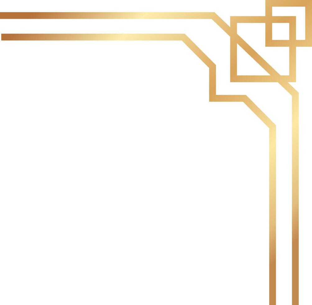 Golden frame featuring a geometric design in the top right corner of a white background, adding an elegant and sophisticated touch, perfect for various artistic applications vector