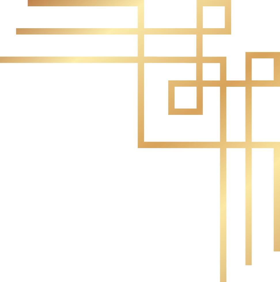 Elegant golden geometric border creating a stylish corner design, ideal for adding a touch of sophistication to invitations, cards, or web designs vector