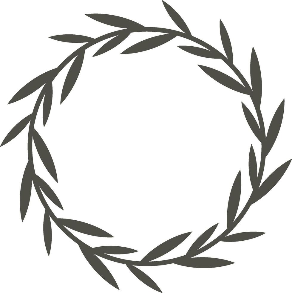 Circular laurel wreath forming a minimalist frame, ideal for elegant and natural designs, adding a touch of sophistication and symbolism to various projects vector