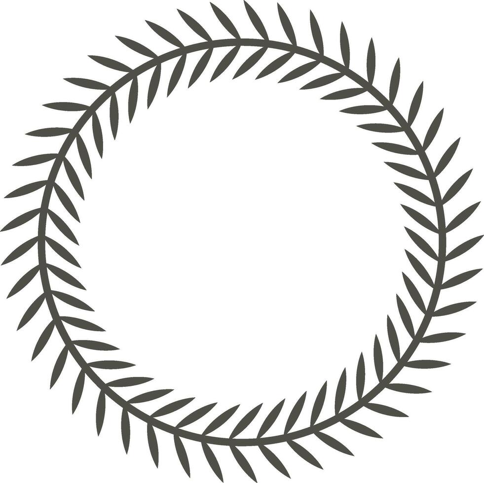 Circular laurel wreath featuring small leaves, creating an elegant decorative frame. Perfectly suited for minimalist designs, adding a touch of sophistication and nature inspired beauty vector