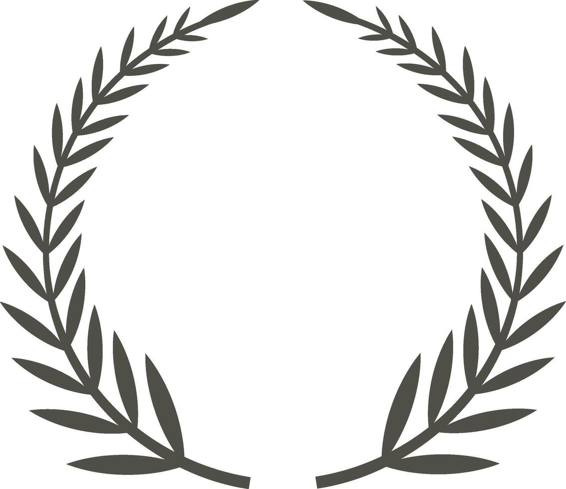 Minimalist and elegant circular laurel wreath creating a sophisticated frame, ideal for awards, logos, or decorative elements, symbolizing victory, achievement, and honor vector