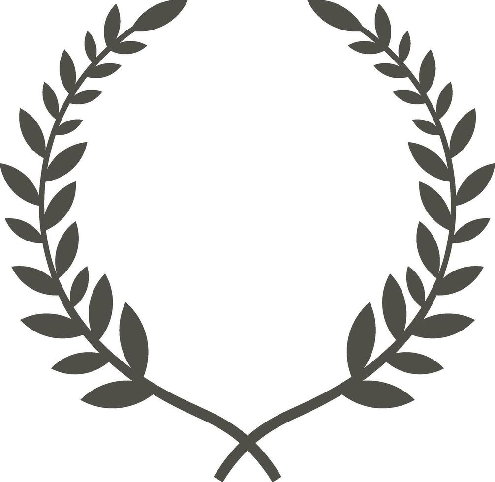 Circular laurel wreath featuring crossed stems, creating an elegant and minimalist frame, perfect for enhancing awards, logos, or certifications with a touch of distinction vector