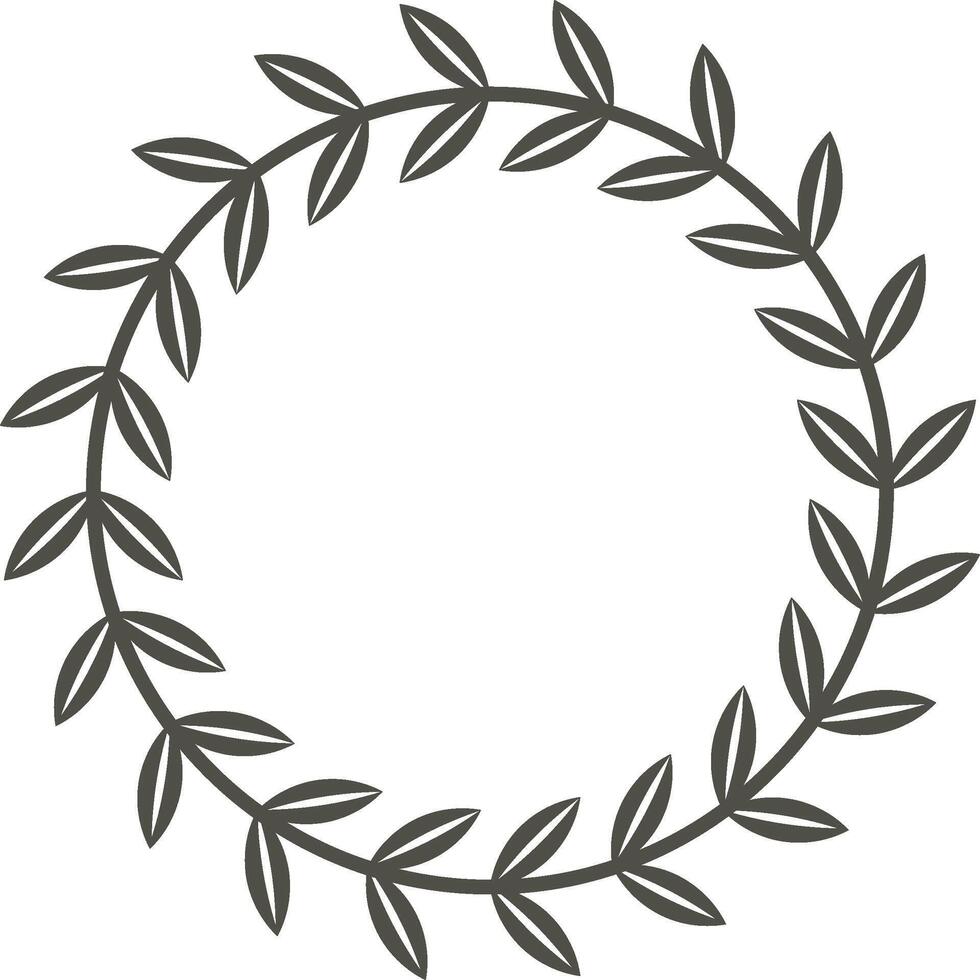 Circular laurel wreath creating a minimalist frame, enhancing elegant and natural designs while symbolizing victory, achievement, and peace in a sophisticated manner vector