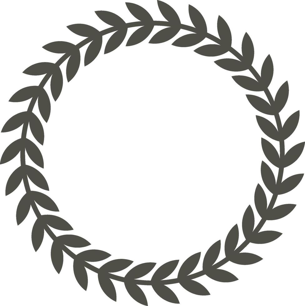 Circular laurel wreath forming a minimalist frame perfect for elegant graphic design projects, symbolizing victory, achievement, and distinction vector