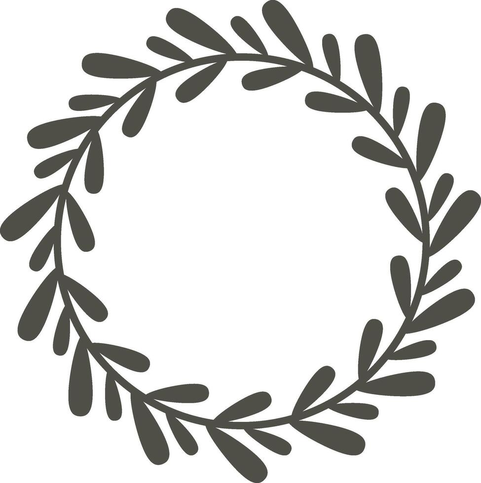 Hand drawn circular laurel wreath with small leaves creating a beautiful decorative frame, perfect for adding a touch of elegance to designs vector