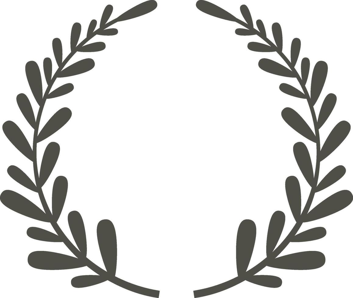Hand drawn illustration featuring a circular laurel wreath, creating an elegant decorative frame ideal for various design projects, celebrations, and achievements. Perfect for invitations and logos vector