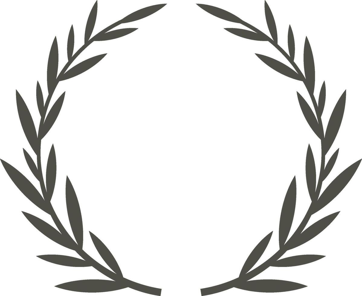 Symmetrical circular laurel wreath creating a minimalist and elegant frame, ideal for awards, logos, or decorative elements, symbolizing victory, achievement, and peace vector