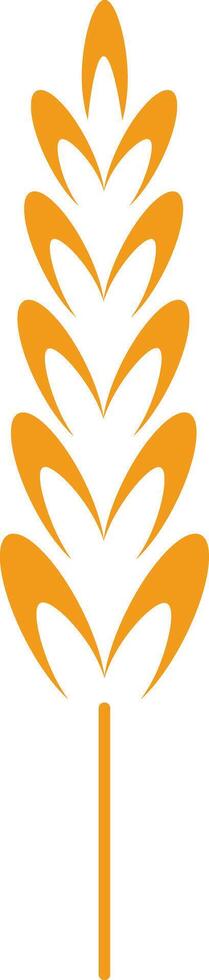 Orange stylized wheat stalk growing against a white background, symbolizing agriculture and farming while highlighting healthy food and organic products in a minimalist design vector