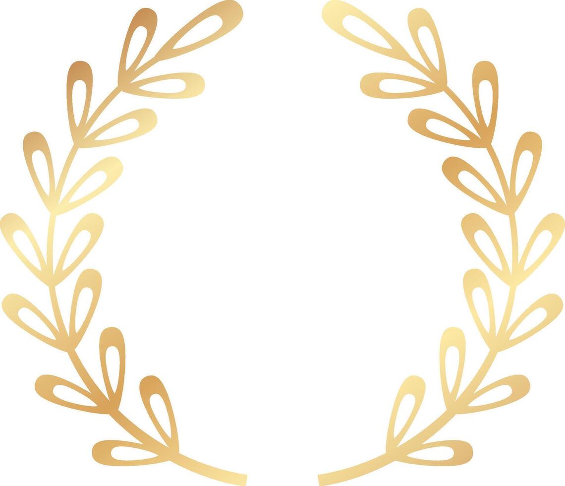Elegant golden laurel wreath forming a circle, symbolizing victory, achievement, and excellence, perfect for awards, celebrations, and commemorative designs vector